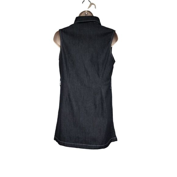 Eighty-Eight Denim Blue Mini Dress Zip Up Front Women’s Size Small - Picture 3 of 7